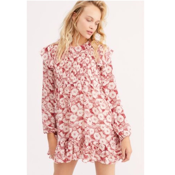 Free People Long Sleeve Floral Ruffles Minidress - Picture 3 of 7